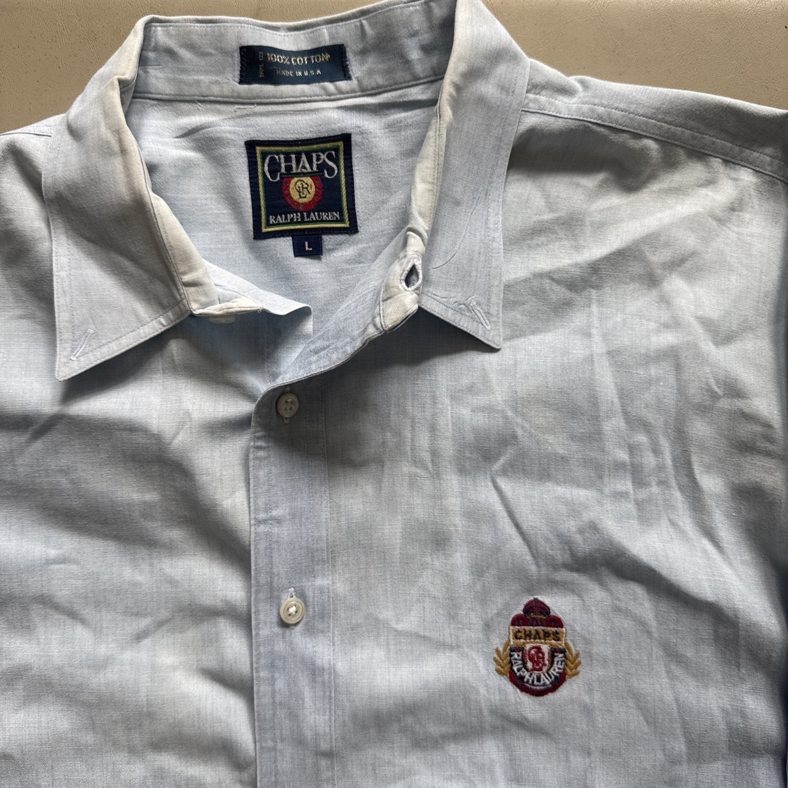 CHAPS Ralph Lauren LS Button Down Light Blue Shir… - image 2