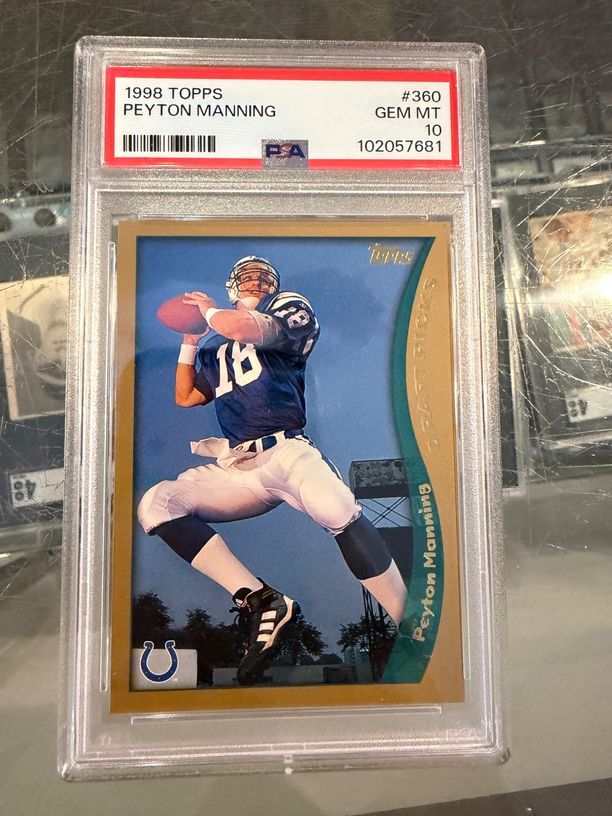 1998 TOPPS #360 PEYTON MANNING COLTS ROOKIE FOOTBALL CARD PSA GEM MINT 10