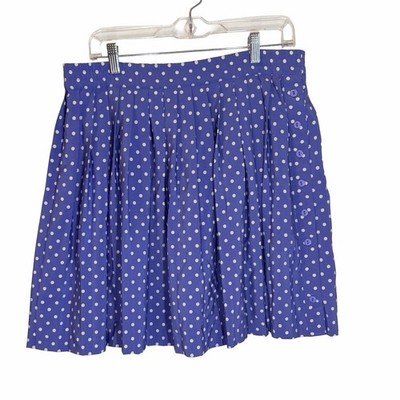 Vintage 90s ESPRIT Skirt Women's Small Blue White Polka Dot Pleated Preppy Chic