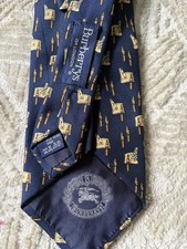 Vintage Burberry Of London Tie Men  s 100 Silk Necktie Navy Blue link