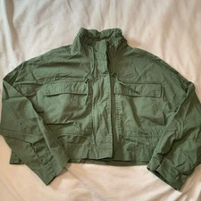 Vigoss Womens Military Army Green Cropped Utility Full Zip Jacket XL XXL