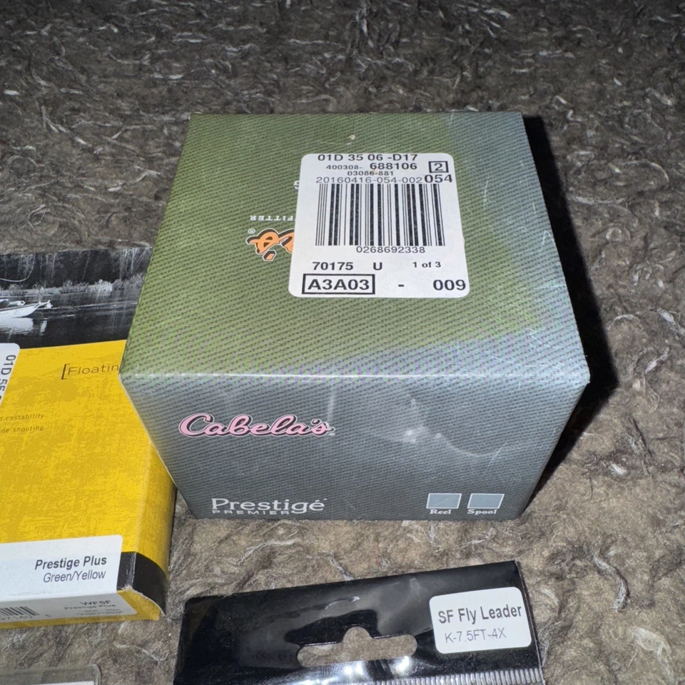 Carrete Cabelas Tradicional 3 Flyrod 4 piezas y Prestige Premier2 con respaldo y líder Foto 4 de 4