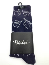 Brand New Primitive Apparel Socks Hang Loose / Middle Finger Navy Blue
