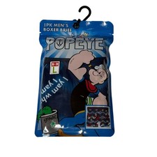 Popeye Mens Boxer Briefs L 36-38 Navy Spinach Cartoon Graphic Underwear