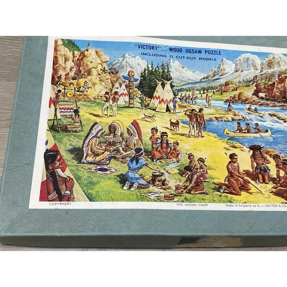 ROMPECABEZAS DE MADERA VICTORIA con FORMAS RECORTADAS “EL CAMPAMENTO INDIO” CAJA ORIGINAL Foto 4 de 4