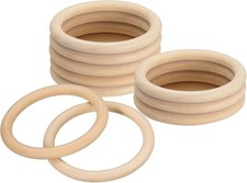10Pcs Natural Wood Rings, 100mm Unfinished Wooden Rings, Wooden Loops Rings P...