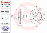 2X Brembo Bremsscheibe 08.5085.1X FüR Abarth Alfa Romeo Passend FüR Fiat Ford