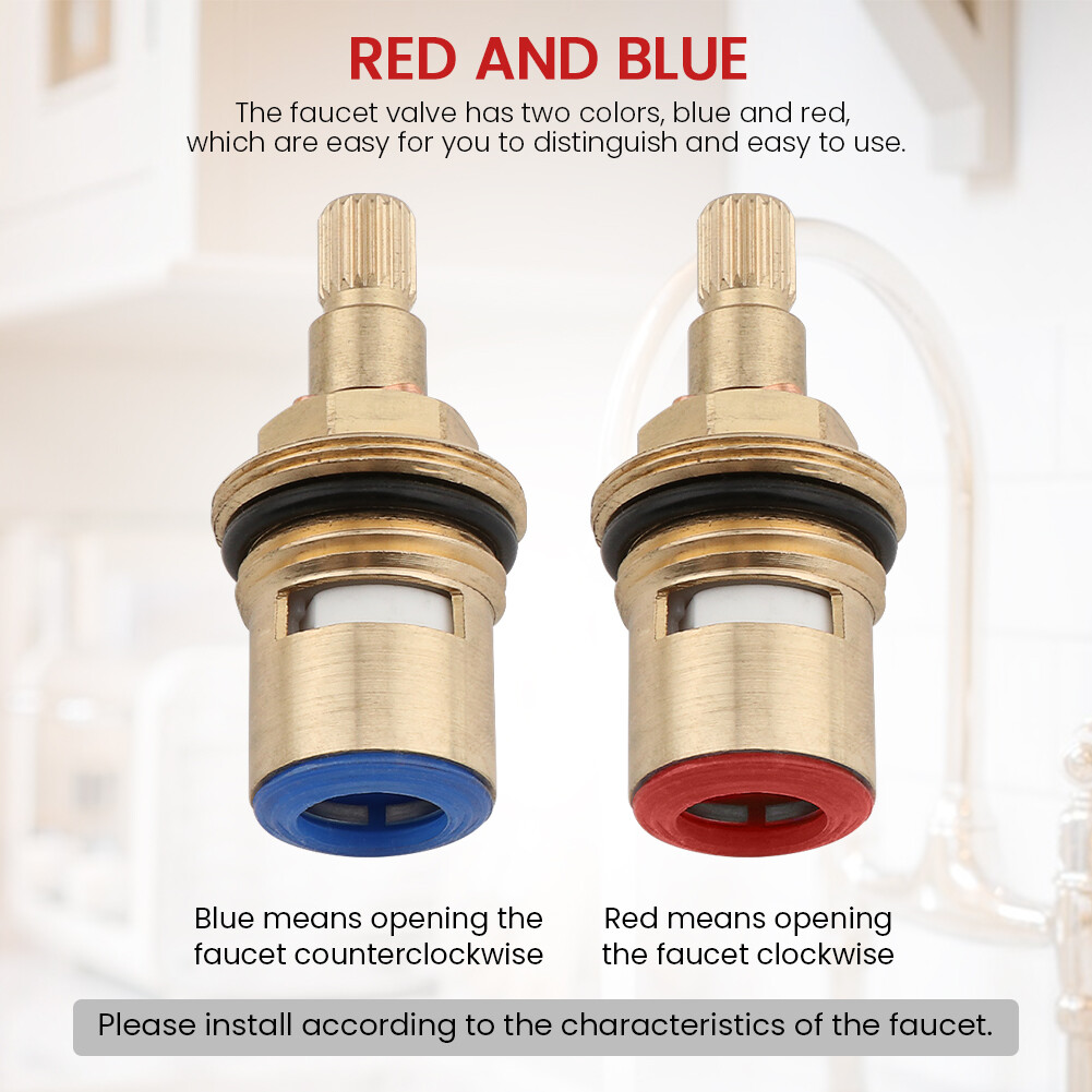 2pcs Bathroom 1/4 Turn Mixer Tap Ceramic With Screws Glands Faucet