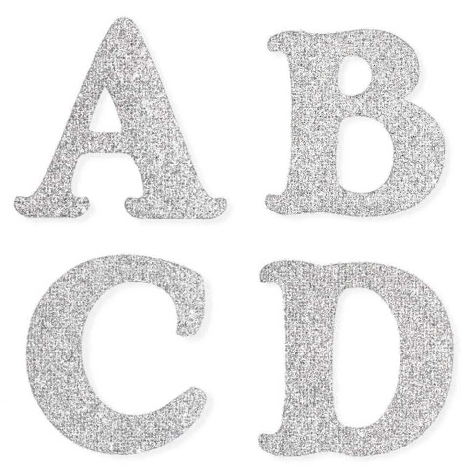 Large 2" Silver Glitter Letter Stickers - Lightweight Balloon Alphabet Sparkly