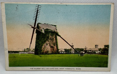 Oldest Windmill on Cape Cod Massachusetts 1915-30 White Border Postcard