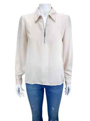 Club Monaco, Women's Zip Popover Shirt, Blush, Size S