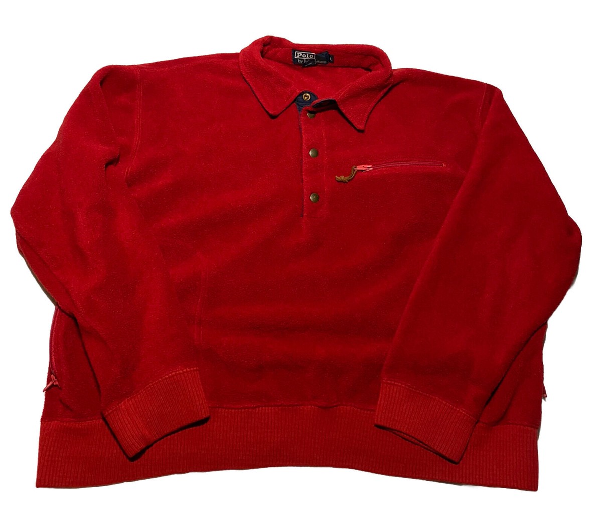 トップス 90s Polo by Ralph Lauren native fleece Vintage 90s Polo Sport Ralph Lauren Fleece Red Made In USA