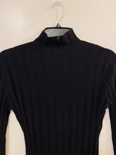 St John By Marie Gray Black Mock Turtleneck Wool Sweater Sz L New - Picture 3 of 6