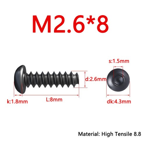 Viti autofilettante a testa di bottone esagonale coda piatta M2 M2,6* (da 6 mm a 14 mm) - Foto 8 di 14
