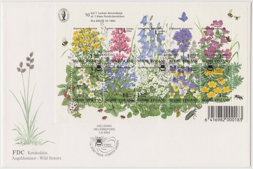 Finland FDC 1994, Meadow Flowers, Sheet, Mint - 第 1/1 張圖片