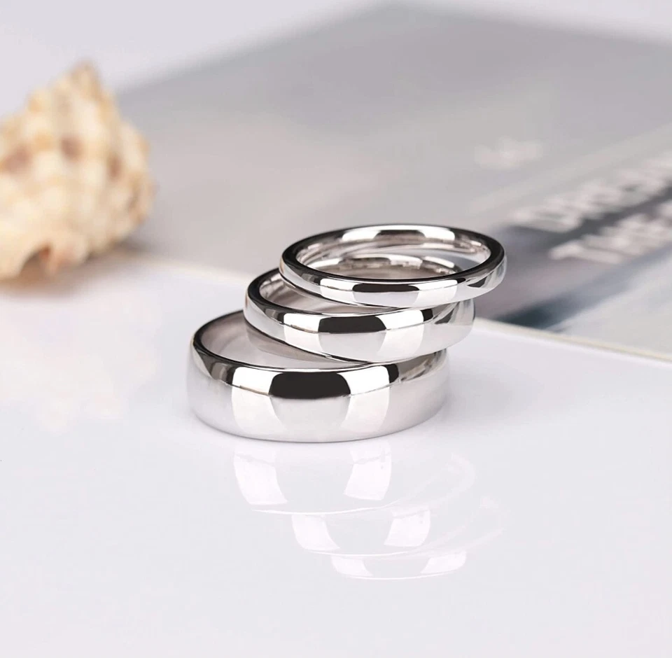 Alianza de boda sólida de plata de ley .925 para hombre y mujer varias tallas Foto 3 de 3