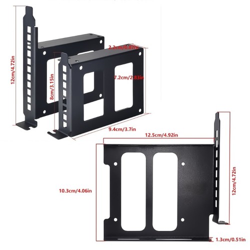 Metal PCI Slot 2.5inch/3.5inch SSD/HDD Mounting Bracket Rear Panel Mount Bracket - Photo 8/11