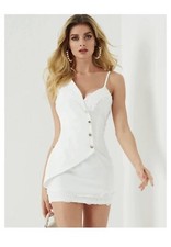 White Lace Wrap Sleeveless V-Neck Dress