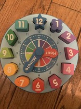 Melissa and Doug Wooden Shape Sorting Clock Time Shapes Colors Matching Tick Tok