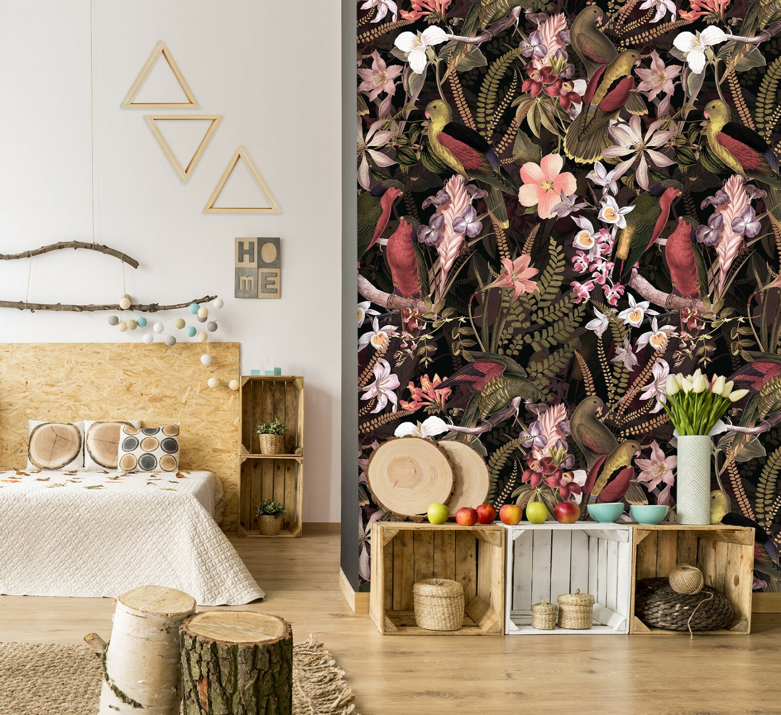 3D Flowers And Birds 579NAO Wallpaper Wall Mural Self-adhesive Uta Naumann Fay