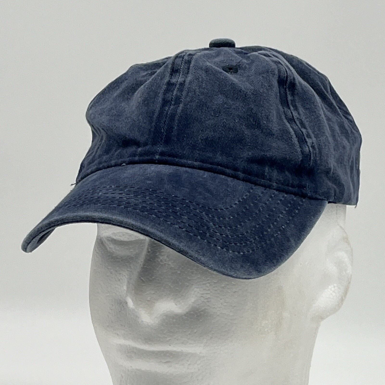 Navy Cotton Hat - Solid Blue StrapBack Baseball C… - image 3