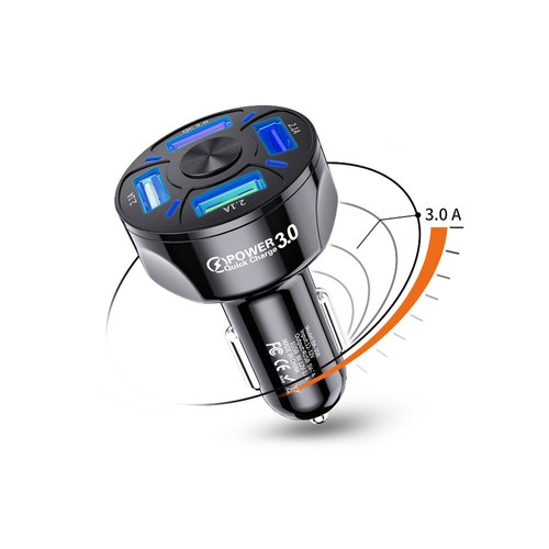 4Port Car USB Phone Charger Adapter LED Display QC 3.0 Fast Charging Accessories - Picture 9 of 10