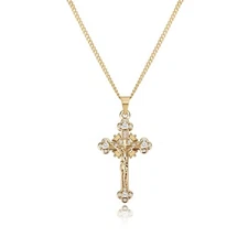 Cross Necklace for Women 18K Gold Plated Cross Pendant Choker Necklace