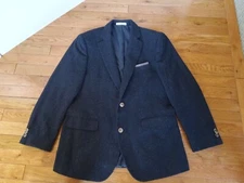 Vintage Men's Tweed Suit/Blazer Wool Single Breasted Black Sports Jacket Small