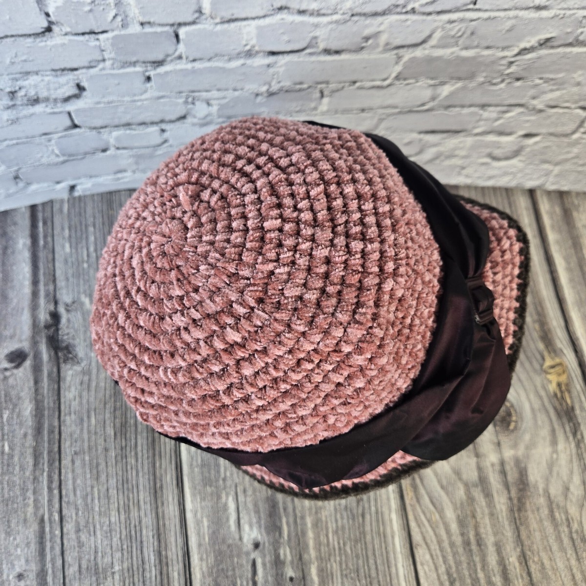 Vintage KATE SHECKLER designer Velvet Crochet Hat With Large  display picture 1