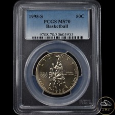 1995-S Basketball Commemorative Half Dollar PCGS MS70