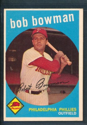 1959 Topps #221 BOB BOWMAN Philadelphia Phillies ~ EX