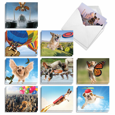 20 Blank Cards 4x5.12'' w/ Envelopes (10 Designs,2 Each) The Flying K9