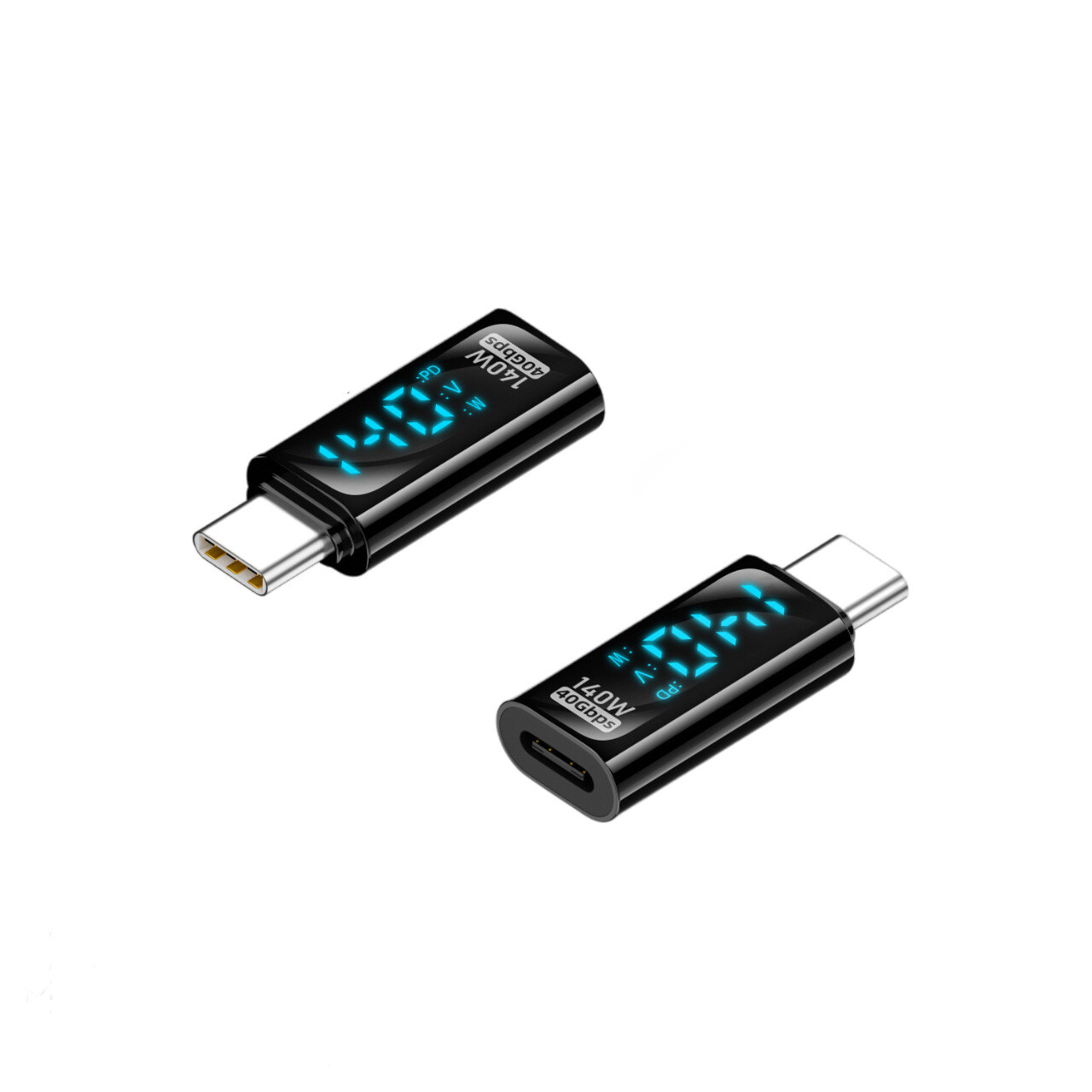140W Type C Female to Male Connector Support Voltage and Power LED Smart Display