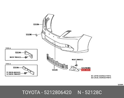 Original OE Abdeckung, Stoßstangenloch vorne, links, 5212806420 für Toyota 52128-06420
