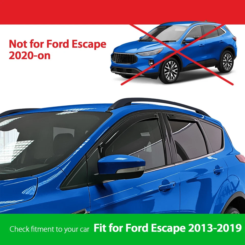 Rain Guards Vent Visors Shade for Ford Escape 2013-2019 in-channel - Image 3 of 4