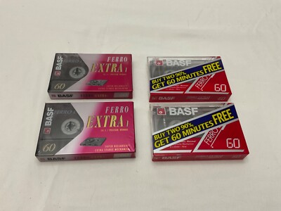 Lot of 4 BASF Ferro Extra I 60 Minute Blank Audio Cassette Tapes New Sealed