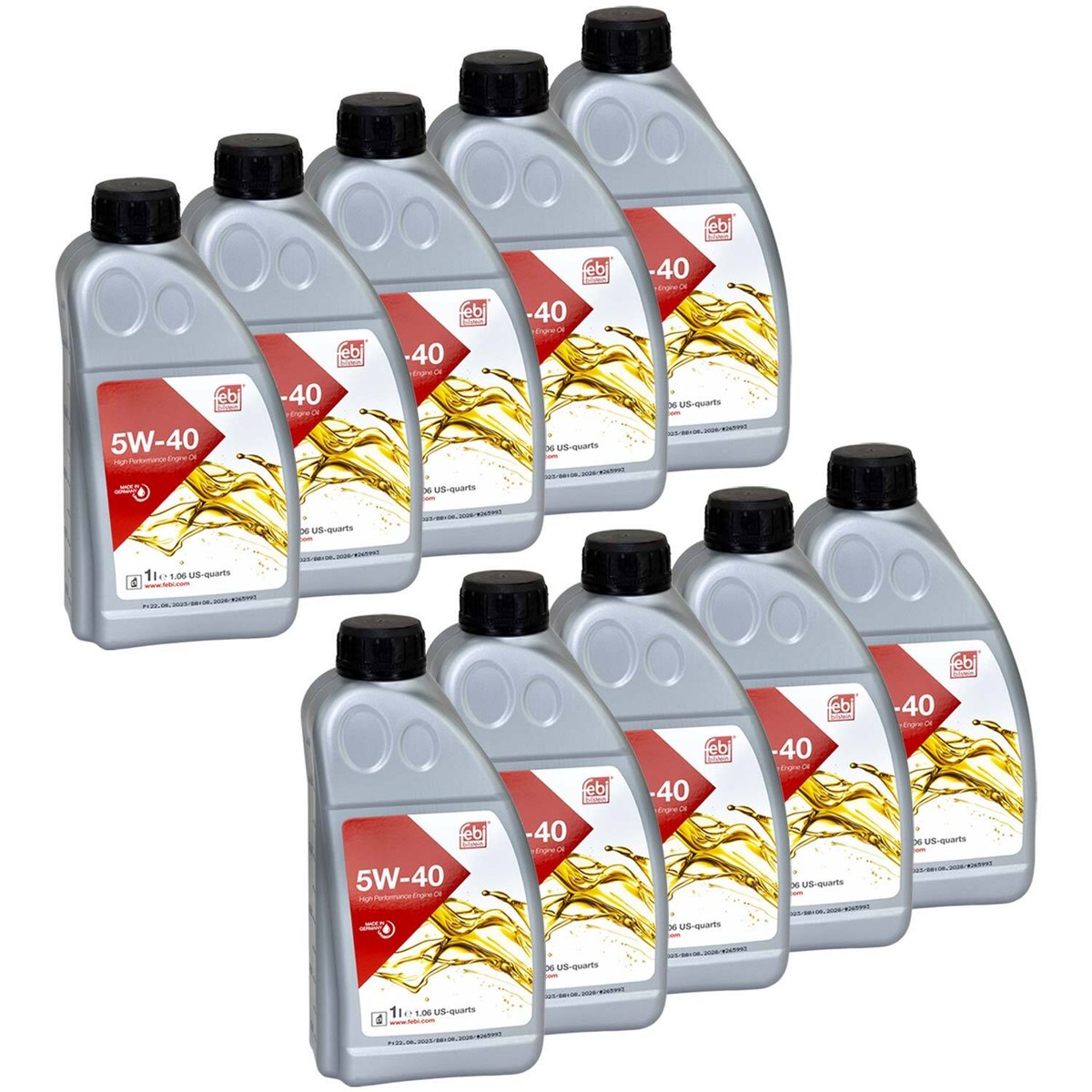 BTS セット Motoröl Motor Öl Febi 32936 SAE 5W-40 10 X 1 Liter für