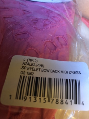 Scoop Girls Pink Eyelet Bow Back Midi Dress Size Large (10-12) NWT - Picture 7 of 8