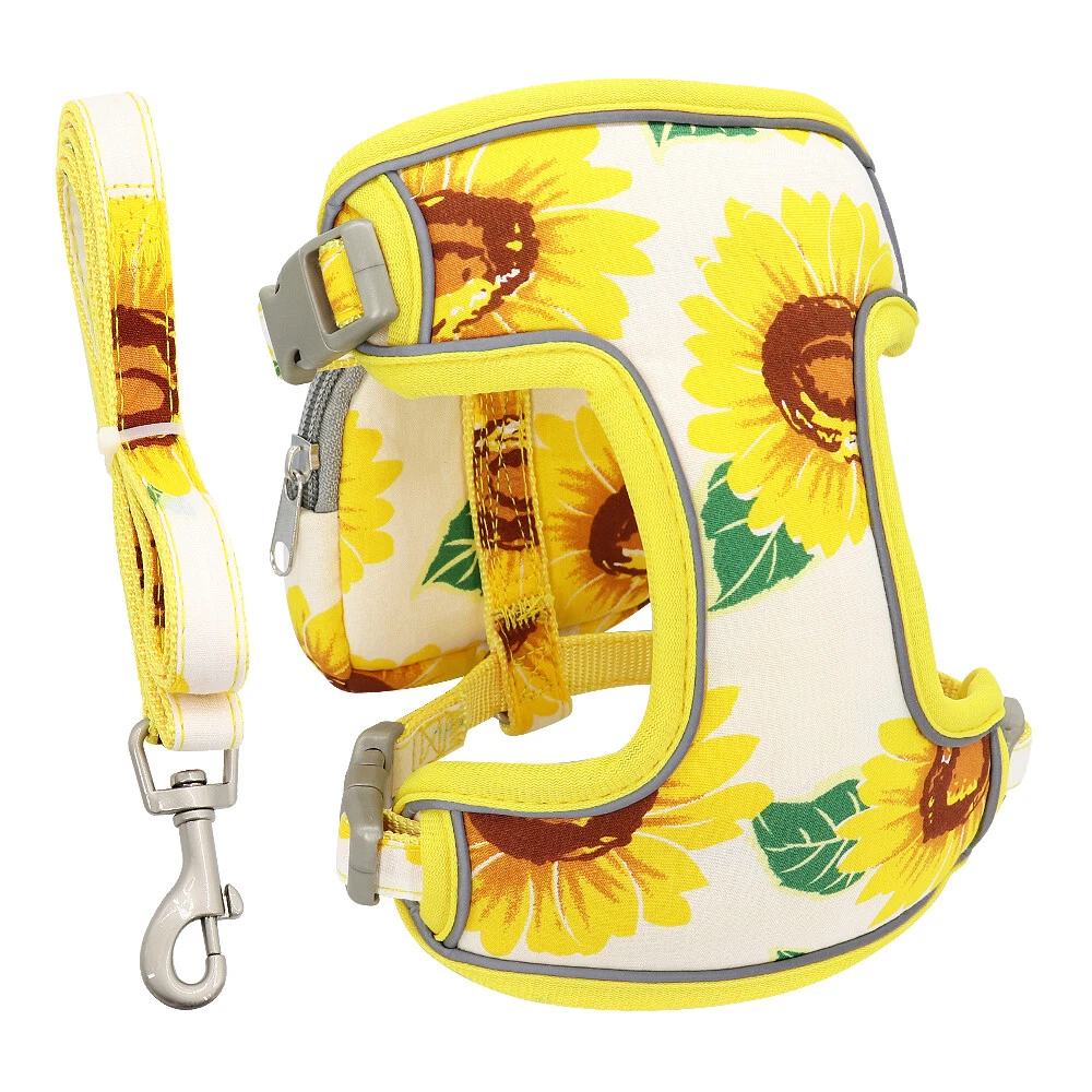 Dog Harness&Leash&Treat Bag Mesh Reflective Pet Puppy Cat Walking Harness Vest