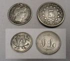 2 Love Tokens Silver Barber Dime Shield Nickel