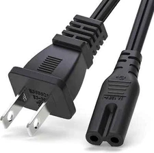 TV Power Cord For Samsung LG TCL Sony: 6Ft 2 Prong AC Wall Plug 2-Slot LED LCD