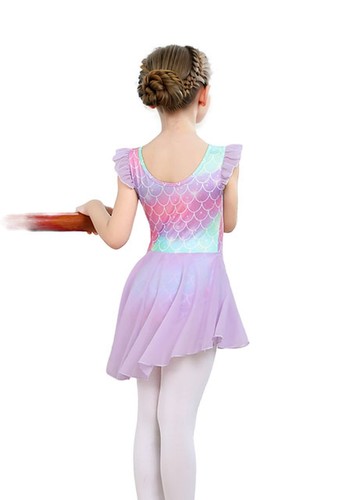 Kids Girls Classic Ruffle Sleeve Tutu kirted Leotard Dress for Dance Gymnasti... - Picture 6 of 6