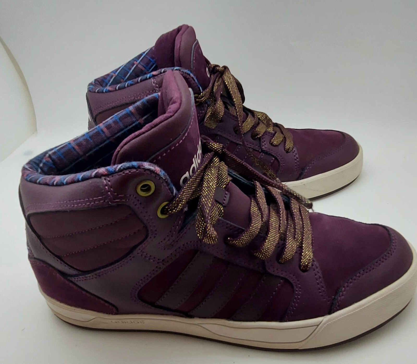 Womens Adidas Neo Raleigh Mid top purple sparkle laces size 8 PREOWNED ...