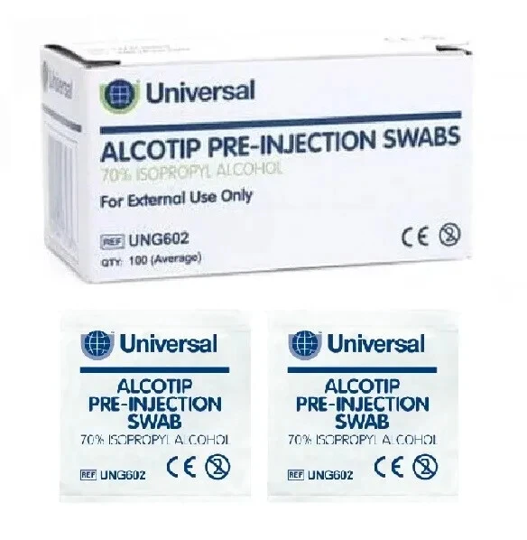 Universal Alcotip - Pre Injection Swabs -70% Isopropyll IPA Alcohol Wipes Tattoo