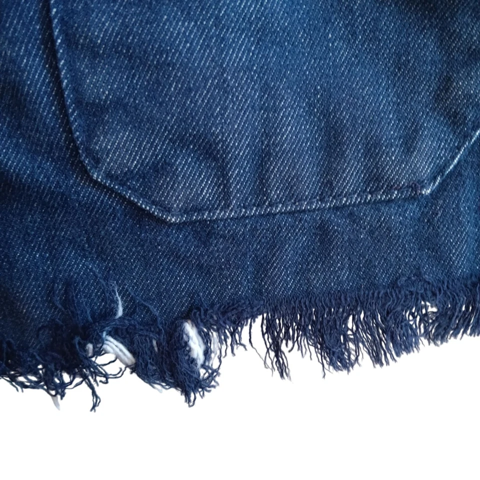 Niños 8 Pantalones Cortos Vintage Farah Denim A Presión Botones Corte Deshilachado Dobladillo Años 70 Hippy Foto 4 de 4