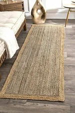 Runner Rug Carpet Mat Jute Hand Woven Farmhouse Natural Braided Rustic Look