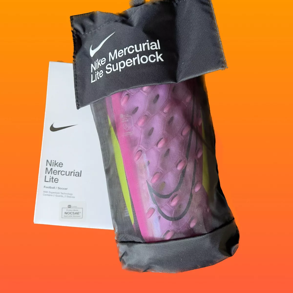NEW Nike Mercurial Lite SuperLock Soccer Shin Guards DV1770 606 SIZE LARGE L