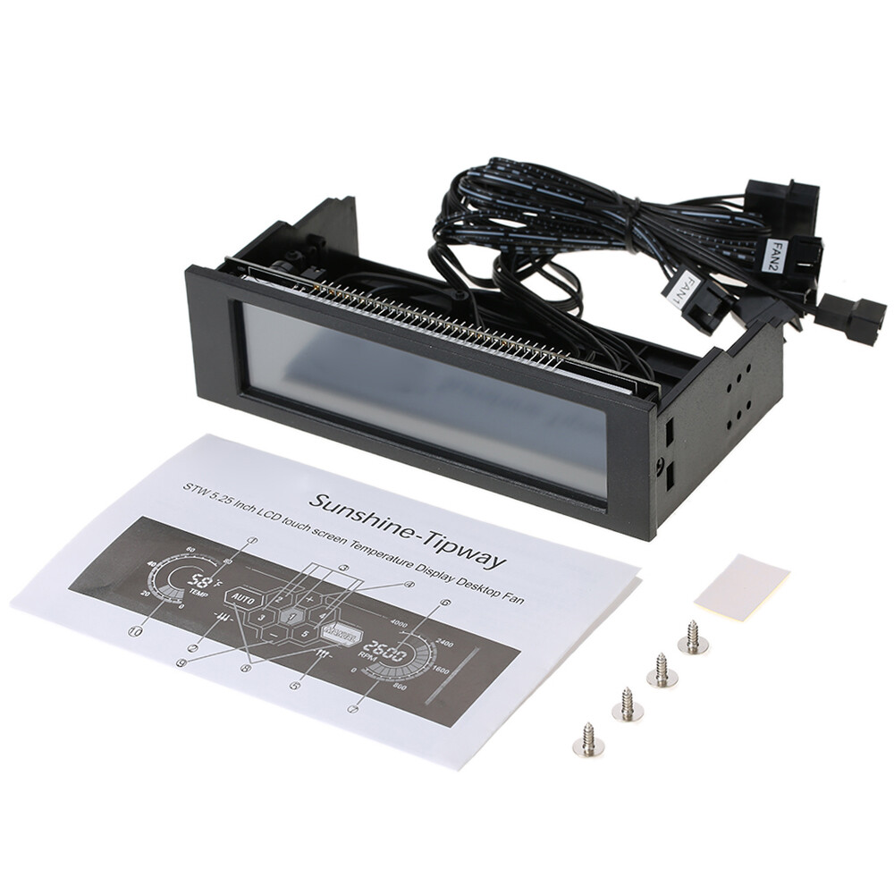 gostcai 14 cm (5,25 inch) 3 ventilatorsnelheidsregelaars, LCD-temperatuurregeling CPU/HDD/SYS