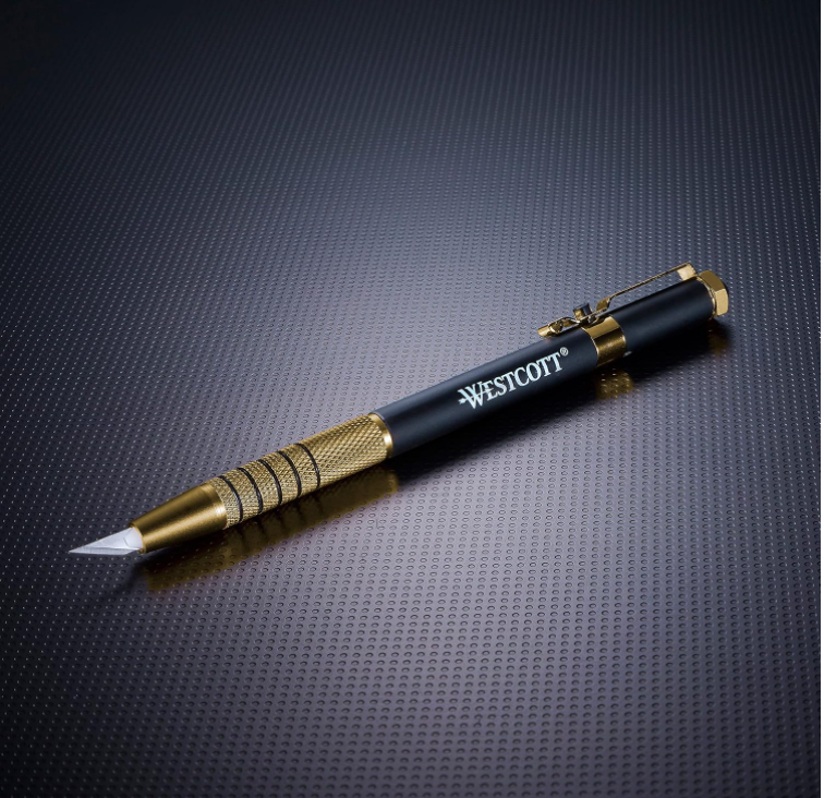 Westcott PenStyle Retractable CarboTitanium Bonded Hobby Knife, Gold