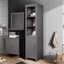 Tall 80/160cm Bathroom Cabinet Storage Unit Tallboy Cupboard Freestand Furniture